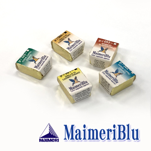 【在庫限】マイメリブルー水彩絵具 ハーフパン＜カワセミラベル＞